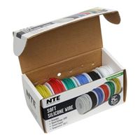 NTE Electronics Wire Assortment Kit Soft Silicone 22AWG Stranded - 6 Colors - 25 ft Each Color