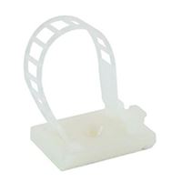 NTE Electronics Ladder Adjustable Cable Clamp 2.75 Inch Natural Nylon With Adhesive Base - 10 Pack