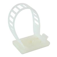 NTE Electronics Ladder Adjustable Cable Clamp 3.45 Inch Natural Nylon With Adhesive Base - 10 Pack