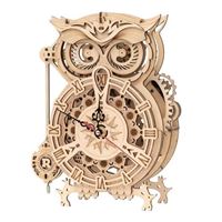 Robotime ROKR Owl Clock Mechanical Gears 3D Wooden Puzzle