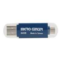 Micro Center 64GB Dual SuperSpeed USB 3.2 (Gen 1 Type-A/Type-C) Flash Drive - Blue