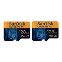 SanDisk 128GB Outdoors 4KHD microSDXC A2 / UHS-1 / V30 Flash Memory Card (2-Pack)