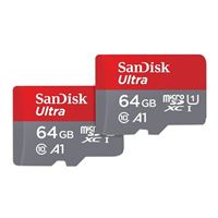 SanDisk 64GB Ultra MicroSDXC Class 10 / U1 / A1 Flash Memory Card with Adapter (2 Pack)