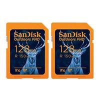 SanDisk 128GB Outdoors Full HD SDXC Class 10 / U1 / V10 Flash Memory Card (2 Pack)