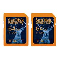 SanDisk 64GB Outdoors Full HD SDXC Class 10 / U1 / V10 Flash Memory Card (2-Pack)