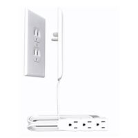  Sleek Socket Ultra-Thin Electrical Outlet Cover with 3 Outlet Power Strip and Cord Management Kit, 3-Foot, Standard Size