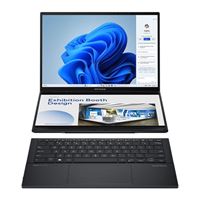 zenbook duo ux8406ma-ds76t 14 laptop computer - inkwell gray intel core ultra 155h 1.4ghz processor 16gb lpddr5x onboard ram 1tb solid state drive intel arc graphics microsoft windows 11 home 2x2 802.11ax wi-fi 6e+bluetooth 5.3 wireless card 14 dual full hd oled touch display