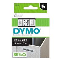 Dymo 45013 D1 Label 1/2&quot; (12 mm) Plastic - Black Print on White