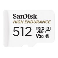 SanDisk 512 GB High Endurance microSDXC Class 10 / U3 / V30 Flash Memory Card with Adapter