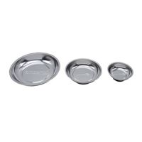 Grip Polished Stainless Steel Magnetic Parts Trays - 3 Piece Set
