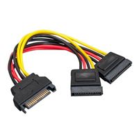 Micro Connectors SATA 15-Pin Male to 2 SATA 15-Pin Female Y Cable