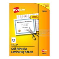 Avery Self-Adhesive Lamination - Laminating Pouch/Sheet Size: 9&quot; x 12&quot;