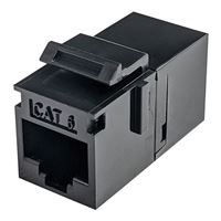  Cat6 UTP Black Keystone Feed-Thru Coupler - w/6-Color Snap-On ID Bars Included. 1ea/bag