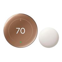 Google Learning Thermostat (4th Gen) with Temperature Sensor - Polished Gold