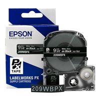 Epson LABELWORKS PX Standard 3/8&quot; (9mm) x 30 ft White on Black Tape - 209WBPX