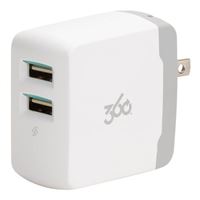  Vivid 2.4 USB Wall Charger with Two USB Ports - White
