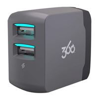 360539 Vivid 2.4 USB Wall Charger with Two USB Ports - Gray