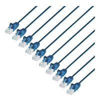 Intellinet Cat6 Stranded U/UTP Slim Network Ethernet Cable 14ft, Snag-Free, 10-Pack-Blue