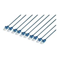 Intellinet Cat6 Stranded U/UTP Ethernet Slim Network Cable 20ft, Snag-Free, 10-Pack- Blue