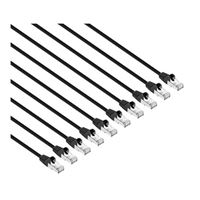 Intellinet Cat8.1 Stranded U/FTP Slim Network Ethernet Cable 3ft. Snag-Free, 10-Pack-Black