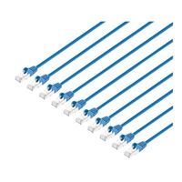 Intellinet Cat8.1 Stranded U/FTP Slim Network Ethernet Cable 3ft. Snag-Free 10-Pack- Blue