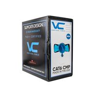 Vertical Cable CAT6 550MHz UTP 23AWG 8C Solid Bare Copper Plenum 1000ft Bulk Ethernet Cable - Blue