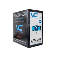 Vertical Cable 166 Series Cat6 550MHz UTP 23AWG 8C Plenum Solid Bare Copper 1000ft Bulk Ethernet Cable - White
