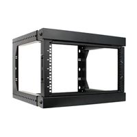 Vertical Cable 19&quot; Wall Mount Adjustable Depth Open Frame Network Rack with Hinge - 6U