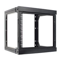 Vertical Cable 19&quot; Wall Mount Adjustable Depth Open Frame Network Rack with Hinge - 9U