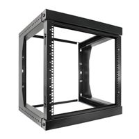 Vertical Cable 19&quot; Wall Mount Adjustable Depth Open Frame Network Rack with Hinge - 12U