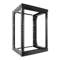 Vertical Cable 19&quot; Wall Mount Adjustable Depth Open Frame Network Rack with Hinge - 16U