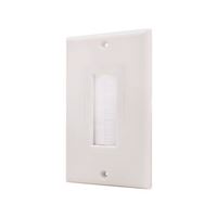Vertical Cable Single Gang Decora Style Feedthrough Recessed Wall Plate - White