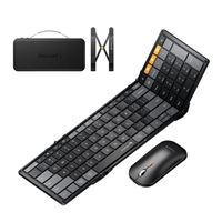 XKM01 Tri-Fold Bluetooth Mouse and Keyboard Combo - Black