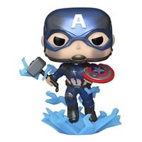 Funko Pop! Marvel Avengers Endgame Captain America with Broken Shield & Mjolnir (Glow in The Dark & Metallic), Exclusive