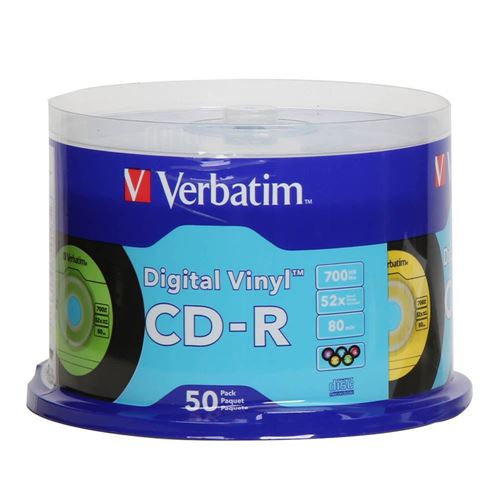 Verbatim Digital Vinyl CD-R 52x 700 MB/80 Minute Disc 50-Pack - Micro