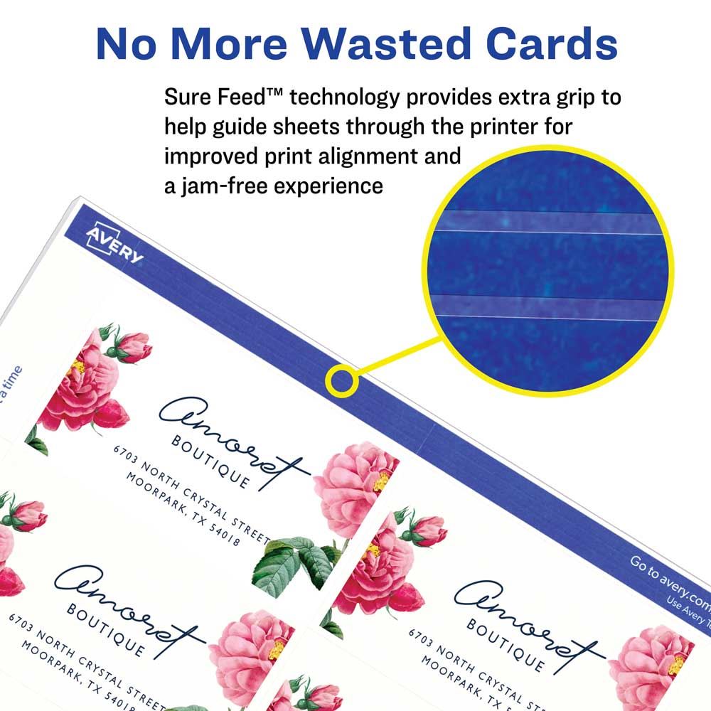 Avery 28371 Business Cards; Sure Feed Technology; 2" x 3 1/2"; Inkjet