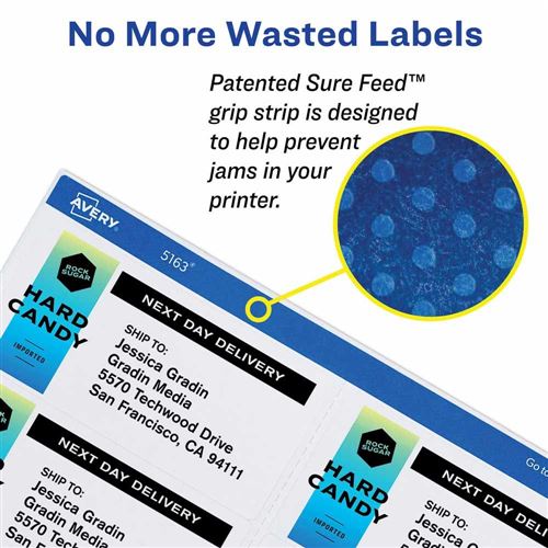 Avery Shipping Labels, White, 2 x 4, Sure Feed, Laser, Inkjet, 100 Labels  (18163) 0.396 lb 