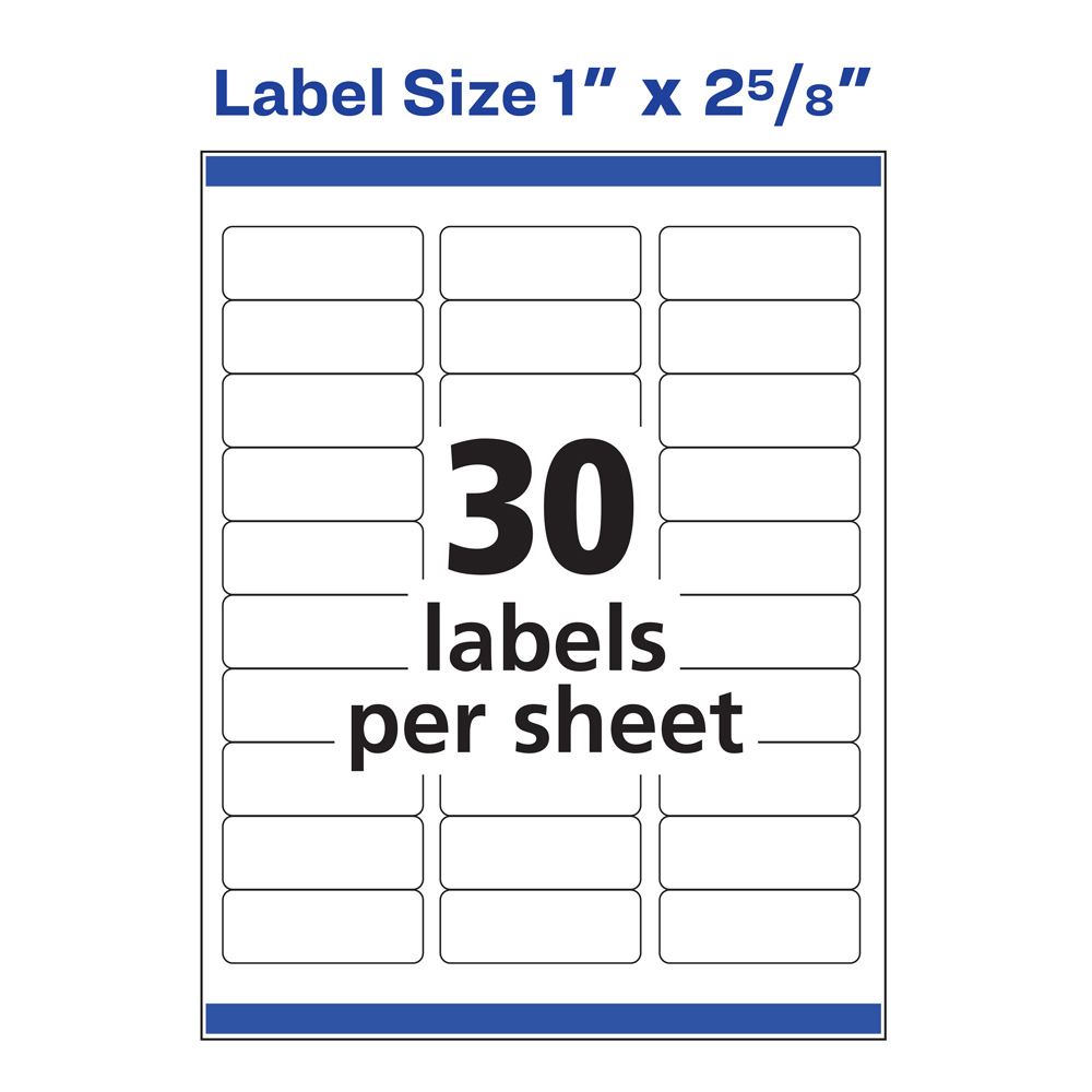 Avery 5260 Easy Peel Address Labels; Sure Feed Technology; Permanent ...