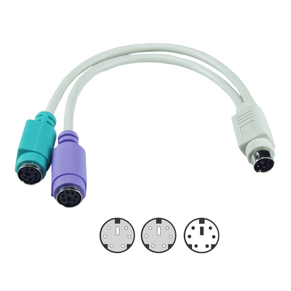 QVS PS/2 Keyboard / Mouse "Y" Splitter Cable Micro Center