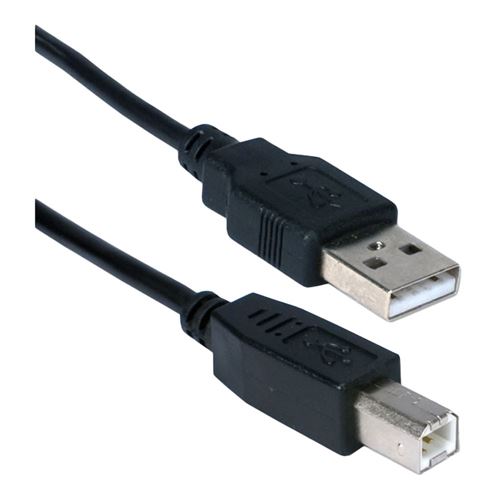 QVS USB 2.0 (Type-A) Male USB 2.0 (Type-B) Cable 3 ft. - Black - Micro Center