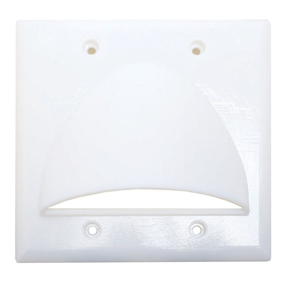 Quest Technology Dual Gang Polished Bulk Cable Wall Plate White Micro