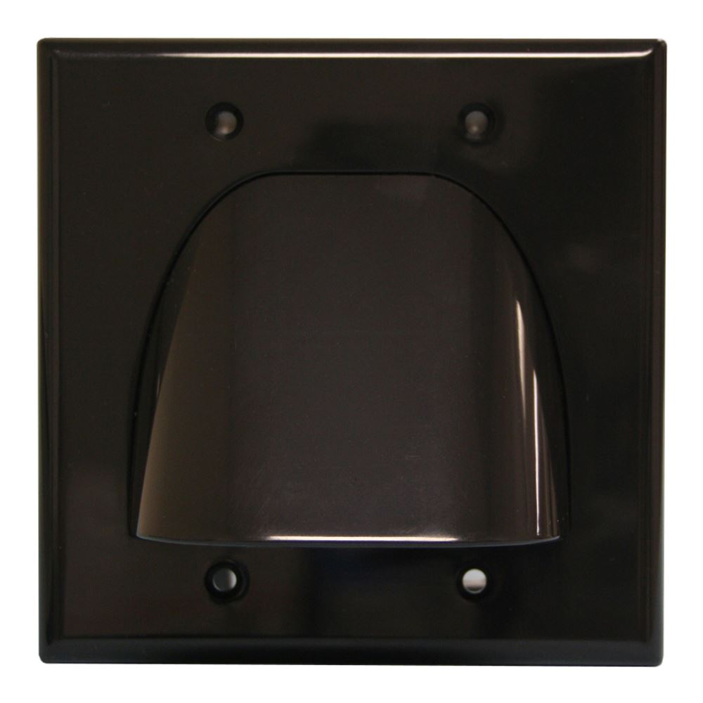 Quest Technology Dual Gang Polished Bulk Cable Wall Plate Black Micro