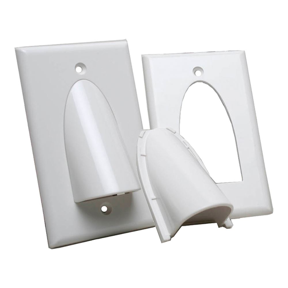 Quest Technology Single Gang Polished Bulk Cable Wall Plate White