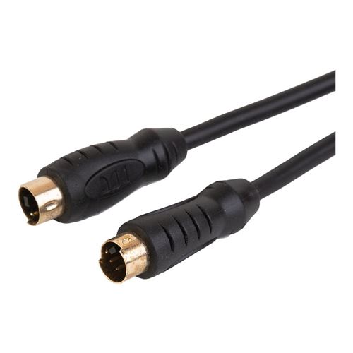 Just Hook It Up Mini-Din 4-Pin Male to Mini-Din 4-Pin Male S-Video Cable 6  ft. - Black - Micro Center