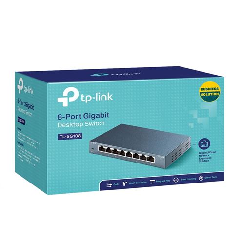TP-LINK TL-SG108 8-Port 10/100/1000 Gigabit Desktop Switch - Micro