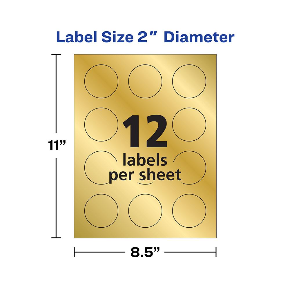 Avery 22831 Printable Embossed Foil Round Labels 2 Diameter 96 