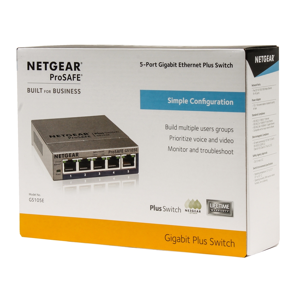 NETGEAR ProSafe Plus GS105E 5Port Gigabit Switch Micro Center