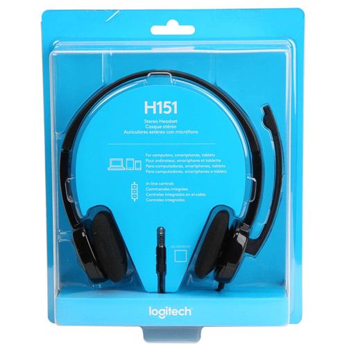 gradvist Overgivelse Konkurrencedygtige Logitech H151 Wired Stereo Headset - Black; Noise Cancelling Boom  Microphone; In-line Controls; Adjustable Headband - Micro Center