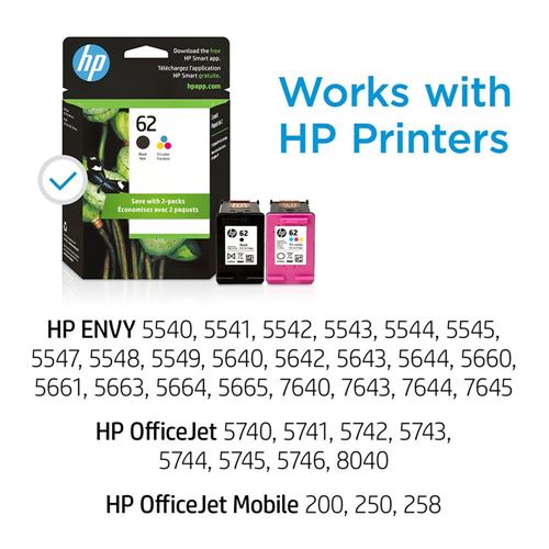 HP 62XL Tri-color High-yield Ink | Works with HP ENVY 5540, 5640, 5660,  7640 Series, HP OfficeJet 5740, 8040 Series, HP OfficeJet Mobile 200, 250