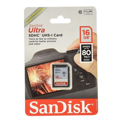 SanDisk 16GB Ultra Plus SDHC Class 10/ UHS-1 Flash Memory Card